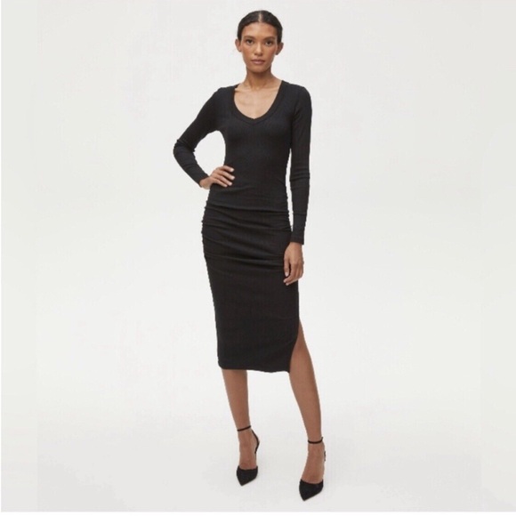 Michael Stars Dresses & Skirts - Michael Stars Striped v neck dress with ruching size large